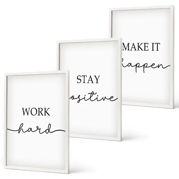 Minimalist motivational inscription wall art three-piece set
