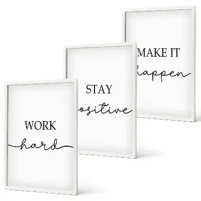 Minimalist motivational inscription wall art three-piece set