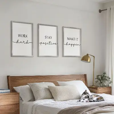 Minimalist motivational inscription wall art three-piece set