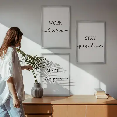 Minimalist motivational inscription wall art three-piece set