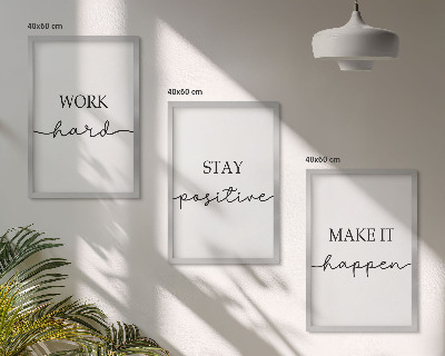 Three-piece wall art piece Minimalist motivational inscriptions