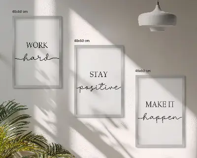Minimalist motivational inscription wall art three-piece set
