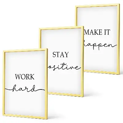 Minimalist motivational inscription wall art three-piece set
