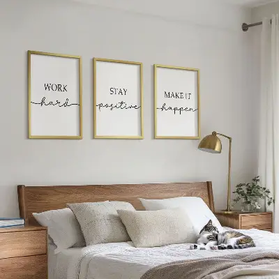 Minimalist motivational inscription wall art three-piece set