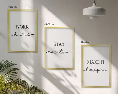 Minimalist motivational inscription wall art three-piece set