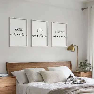 Minimalist motivational inscription wall art three-piece set