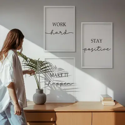 Minimalist motivational inscription wall art three-piece set