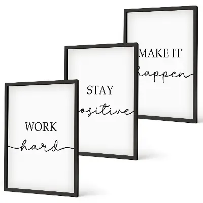 Minimalist motivational inscription wall art three-piece set