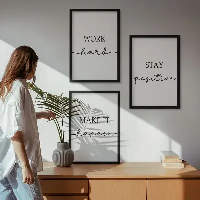 Minimalist motivational inscription wall art three-piece set