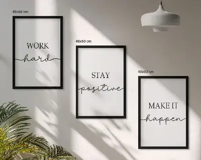 Minimalist motivational inscription wall art three-piece set