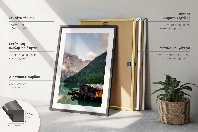 Set of 3 framed wall art pieces Flowers marble white black