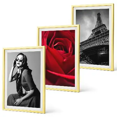 Wall art set Parisian lady with Eiffel glasses