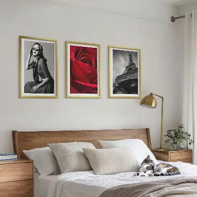 Wall art set featuring a Parisian lady with Eiffel Tower glasses