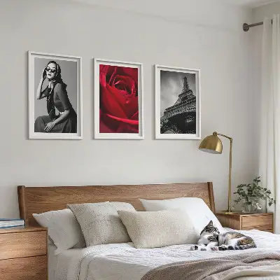 Wall art set Parisian lady with Eiffel glasses