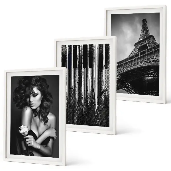 Portrait of a Woman with an Eiffel Rose three-piece wall art set