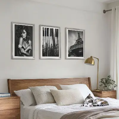 Portrait of a Woman with an Eiffel Rose three-piece wall art set