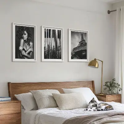Portrait of a Woman with an Eiffel Rose three-piece wall art set