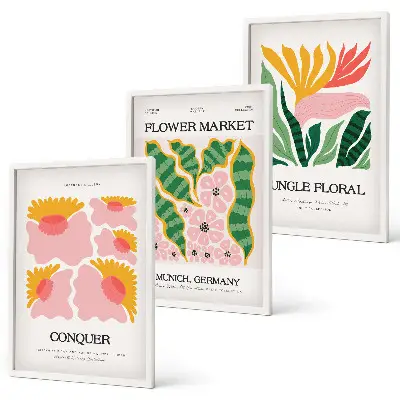 Wall art set modern flowers and leaves posters