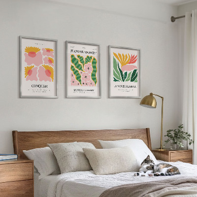 Wall art set Flowers leaves modern posters