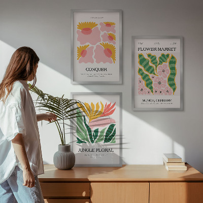 Wall art set Flowers leaves modern posters