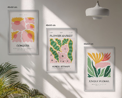 Wall art set Flowers leaves modern posters