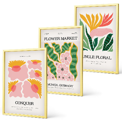 Wall art set Flowers leaves modern posters
