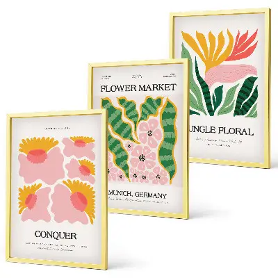 Wall art set modern flowers and leaves posters