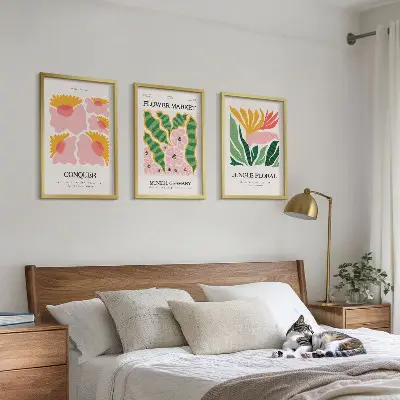 Wall art set modern flowers and leaves posters