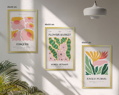 Wall art set Flowers leaves modern posters