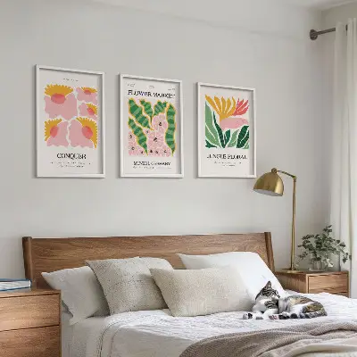 Wall art set modern flowers and leaves posters