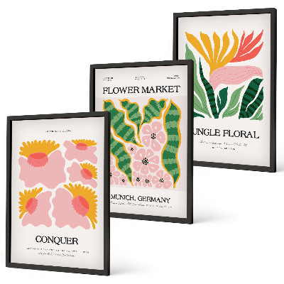 Wall art set Flowers leaves modern posters