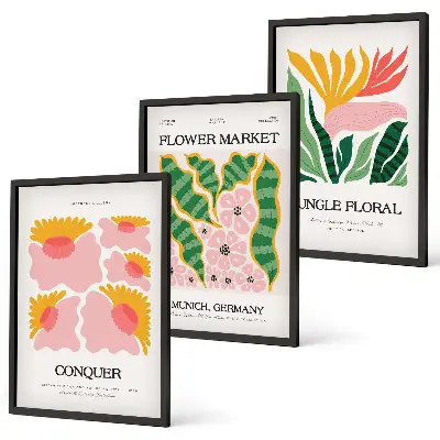 Wall art set modern flowers and leaves posters