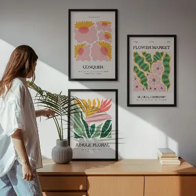 Wall art set modern flowers and leaves posters