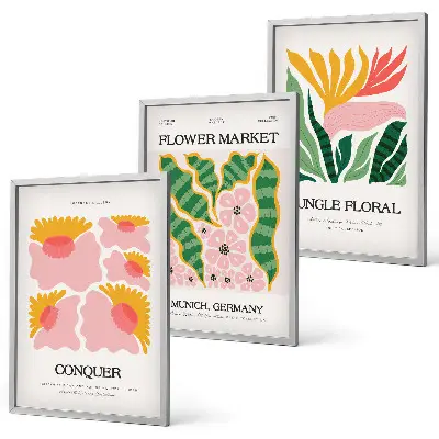 Wall art set modern flowers and leaves posters