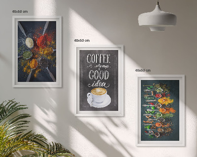 Three-piece wall art piece Spices, coffee, herbs, patterns