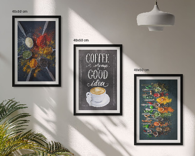 Three-piece wall art piece Spices, coffee, herbs, patterns