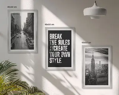 Set of 3 framed wall art pieces City streets black and white inspiration