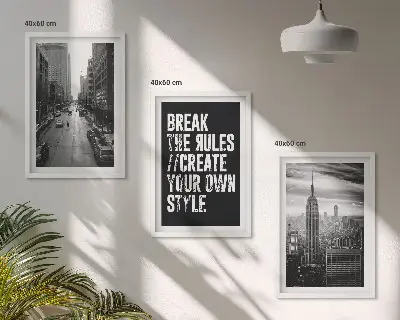 Set of 3 framed wall art pieces City streets black and white inspiration