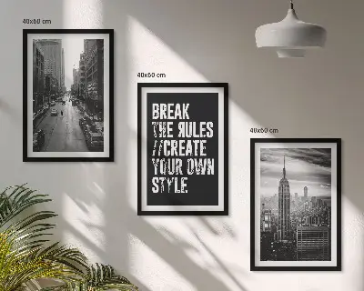 Set of 3 framed wall art pieces City streets black and white inspiration