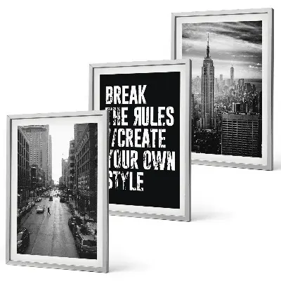 Set of 3 framed wall art pieces City streets black and white inspiration
