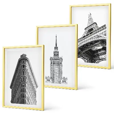 Wall art set Architectural black and white buildings