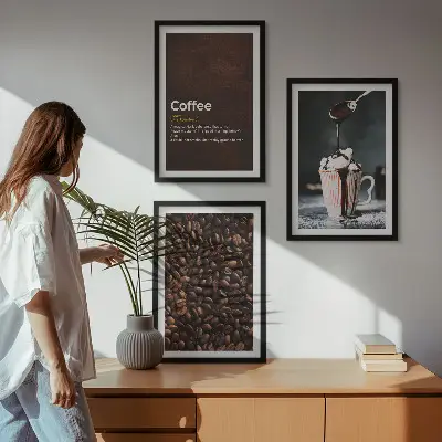 Whipped cream coffee drink wall art set