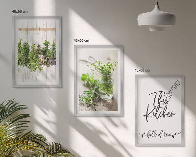 Three-piece wall art piece Dried herbs kitchen theme