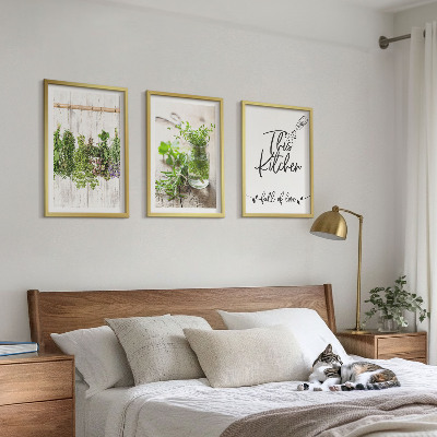 Three-piece wall art piece Dried herbs kitchen theme