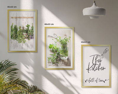 Three-piece wall art piece Dried herbs kitchen theme