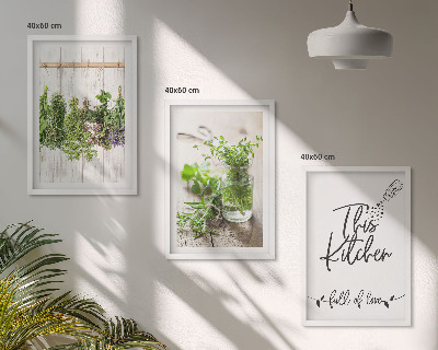 Three-piece wall art piece Dried herbs kitchen theme