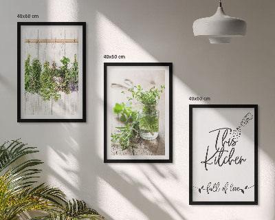 Three-piece wall art piece Dried herbs kitchen theme