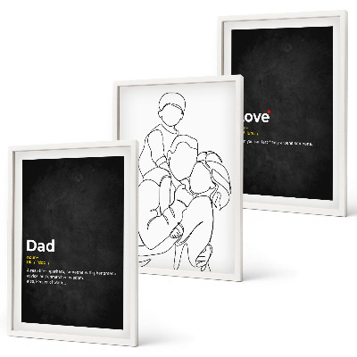 Three-piece wall art piece Family line art love fatherhood