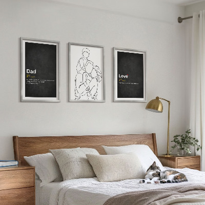 Three-piece wall art piece Family line art love fatherhood