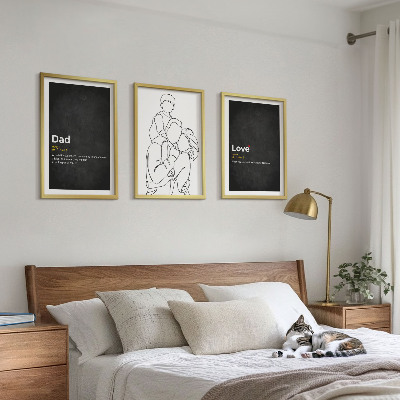 Three-piece wall art piece Family line art love fatherhood